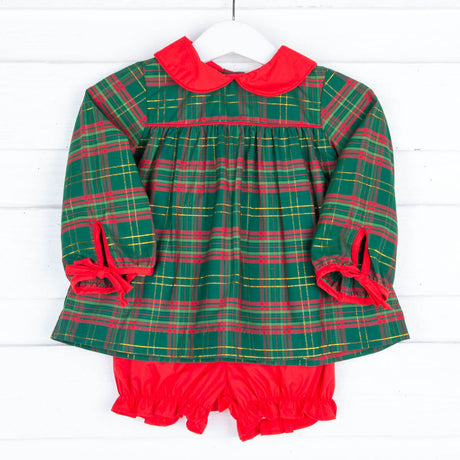 Christmas Green Plaid Lillian Bloomer Set