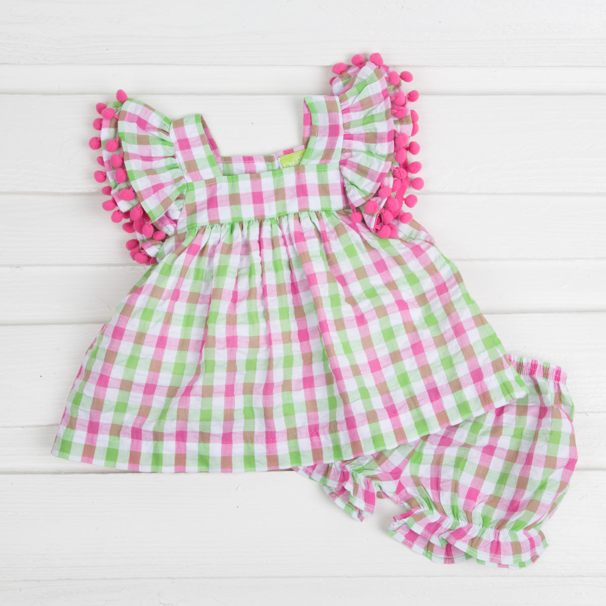 Poppy Bloomer Set Pink and Green Check
