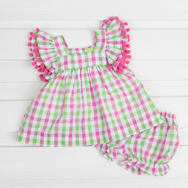 Poppy Bloomer Set Pink and Green Check