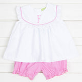 White and Pink Gingham Bloomer Set