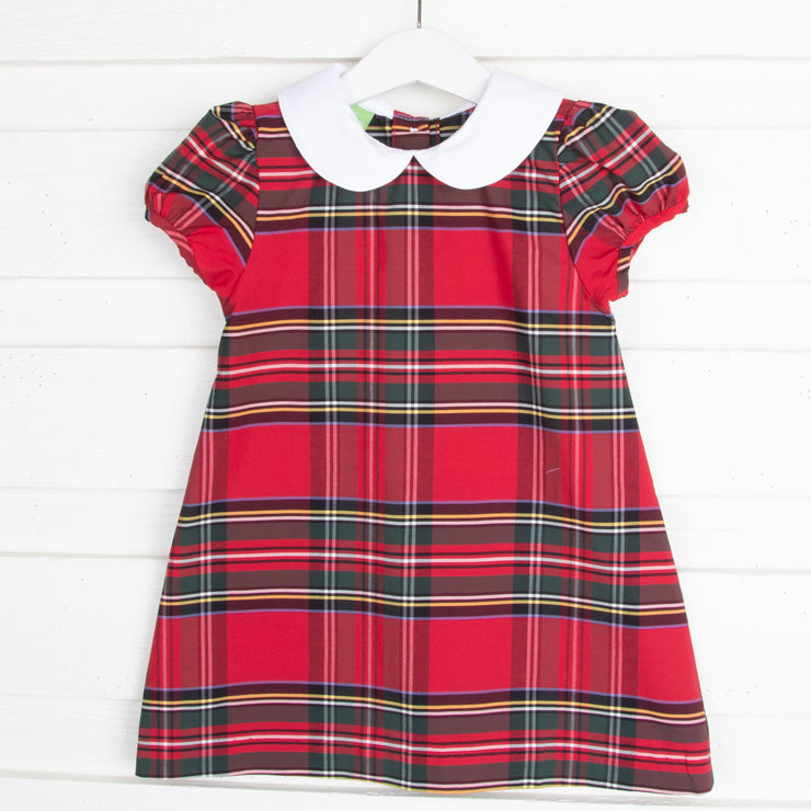 Red Holiday Plaid Collared Sally Dress