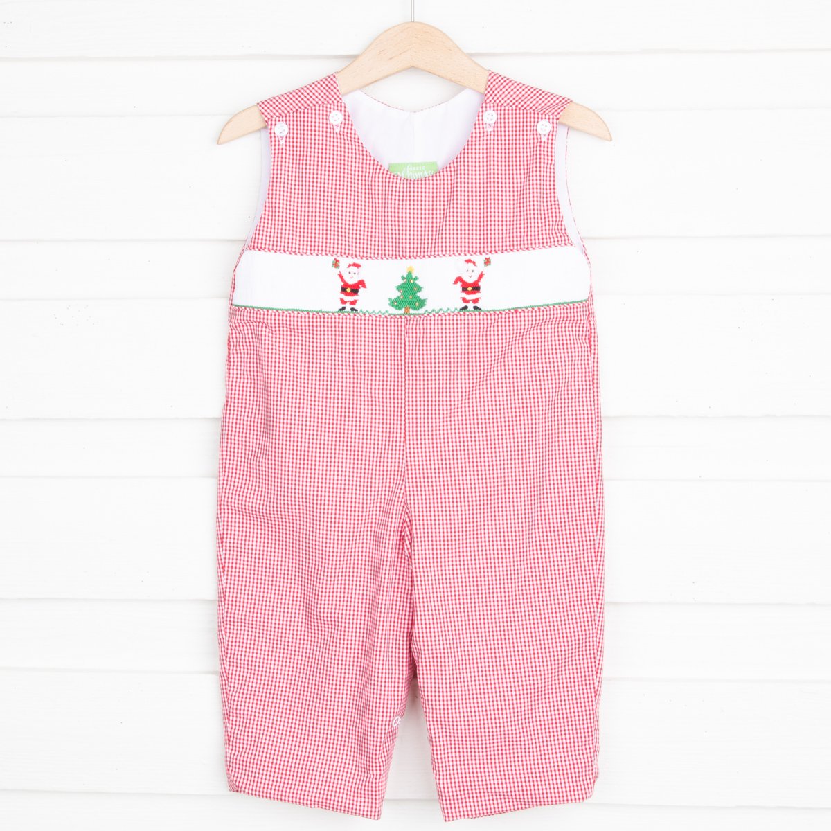 Christmas Eve Smocked Longall Red Gingham