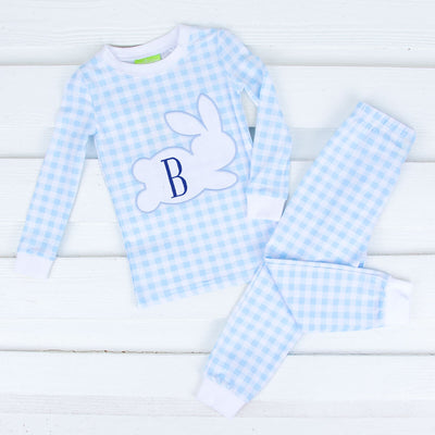Bunny Hop Blue Check Pajamas