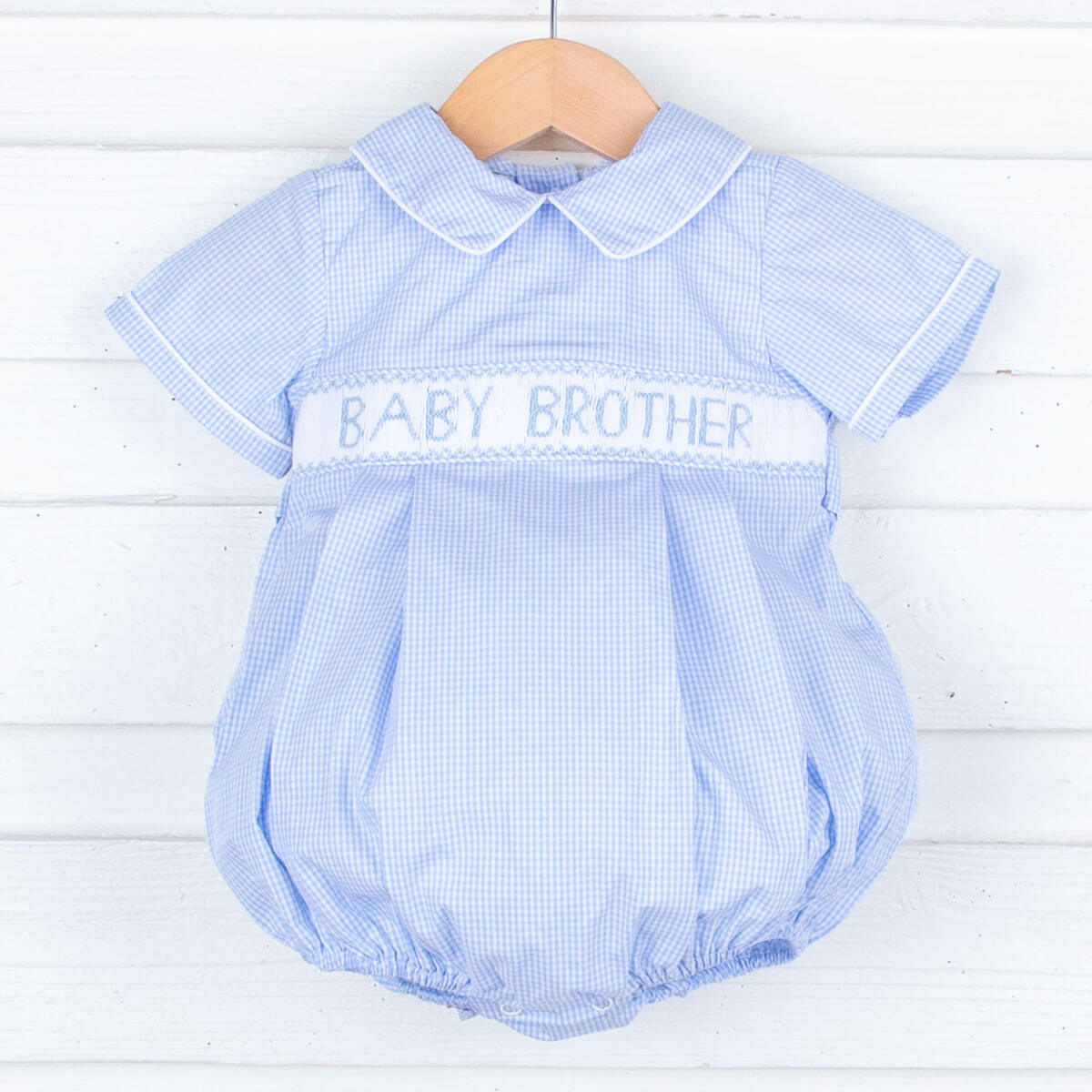 Baby Brother Smocked Light Blue Bubble
