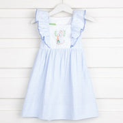 Embroidered Rabbit Blue Waterfall Dress