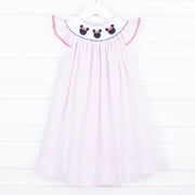 Mouse Ears Smocked White Dotted Dress