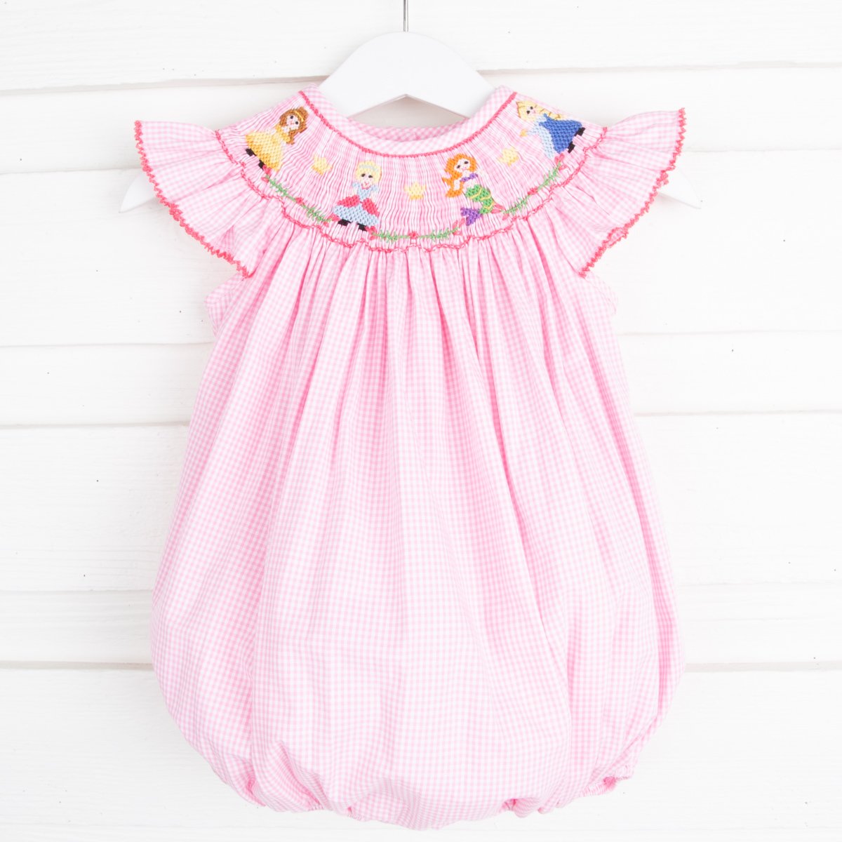 Princess Friends Smocked Bubble Pink Gingham