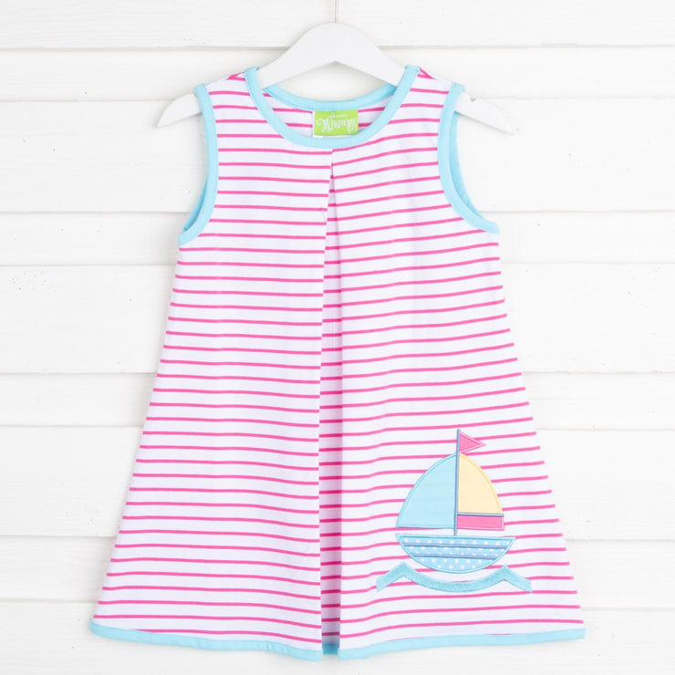 Pink Stripe Sailboat Dress
