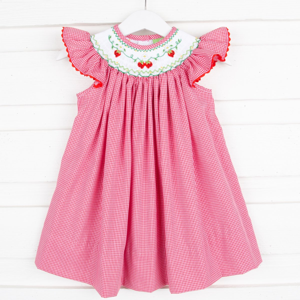 Strawberry and Vine Smocked Dress Red Check