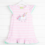 Pink Stripe Unicorn Milly Dress
