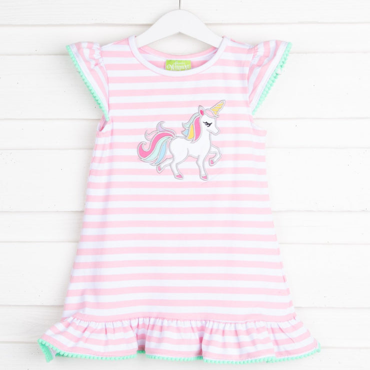 Pink Stripe Unicorn Milly Dress