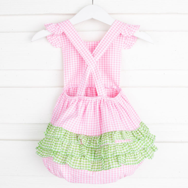 Pink and Green Gingham Ruffle Bubble