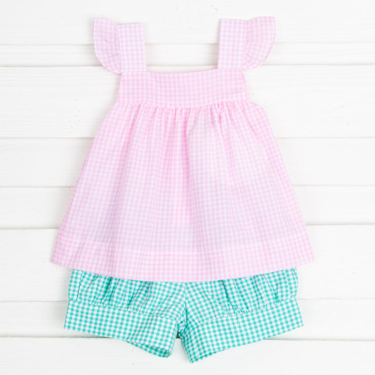 Pink and Green Gingham Amy Short Set
