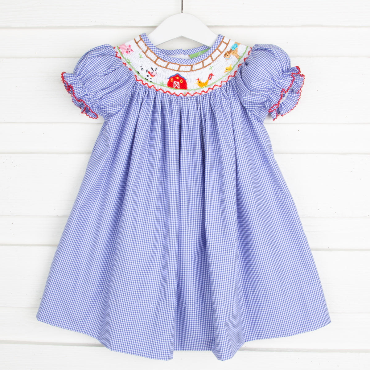 Old McDonald s Farm Smocked Bishop Dress