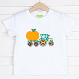 Pumpkin Tractor Short Sleeve Shirt White