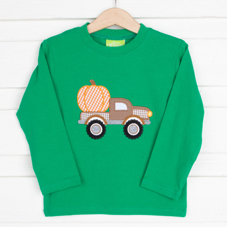 Pumpkin Truck Green Long Sleeve Shirt