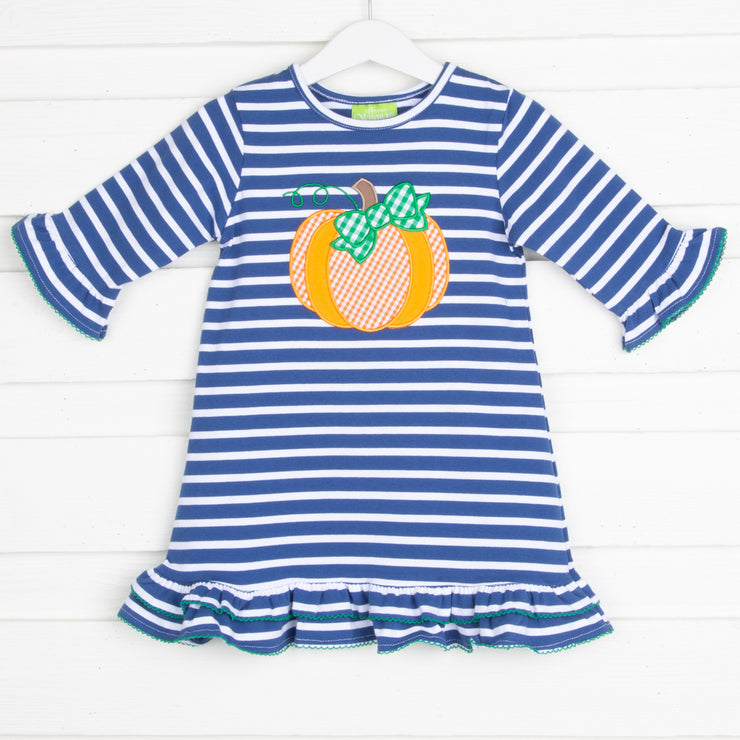 Blue Stripe Knit Pumpkin Dress