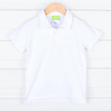 Solid White Knit Polo