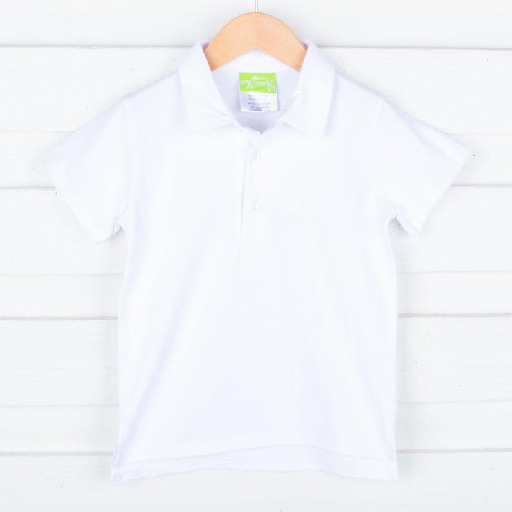 Solid White Knit Polo