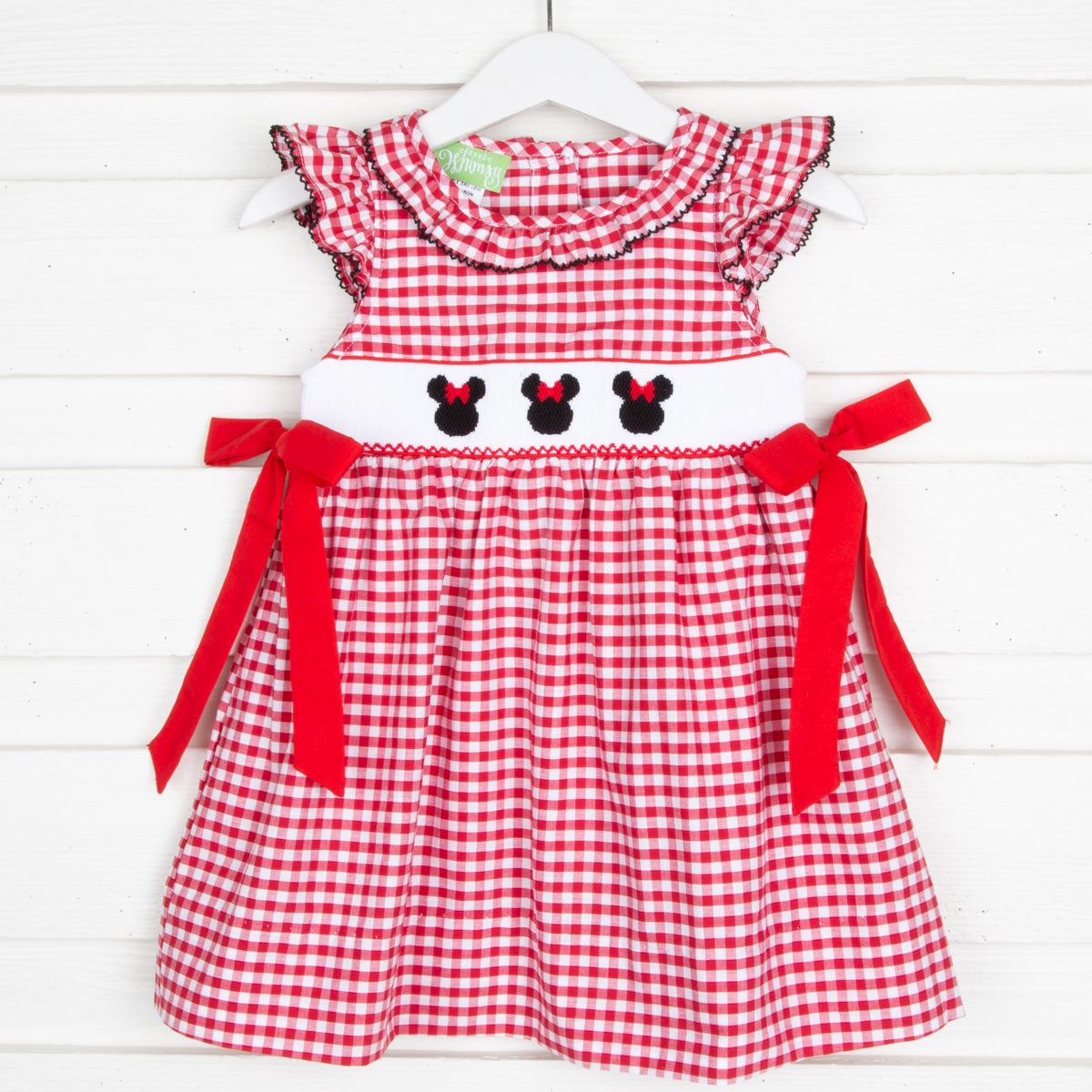 Mouse Ears Smocked Red Beverly Dress