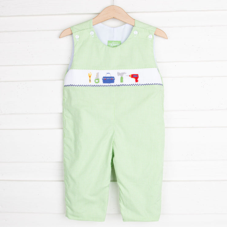 Toolbox Smocked Longall Lime Green Gingham