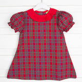 Red Plaid Ruffle Collar Dress