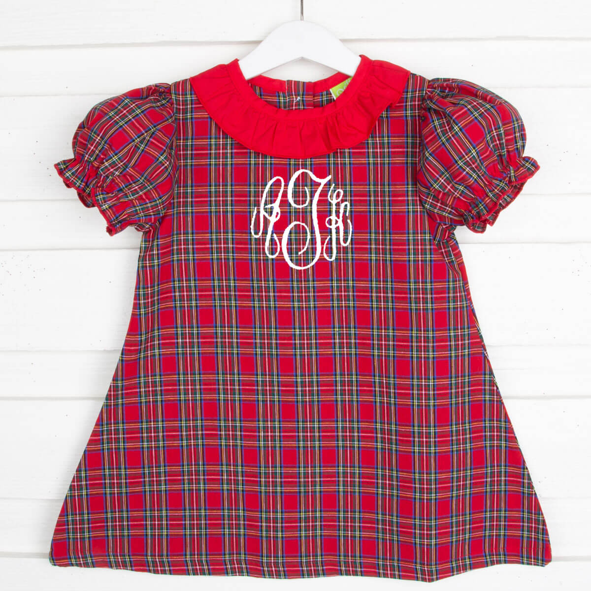 Red Plaid Ruffle Collar Dress