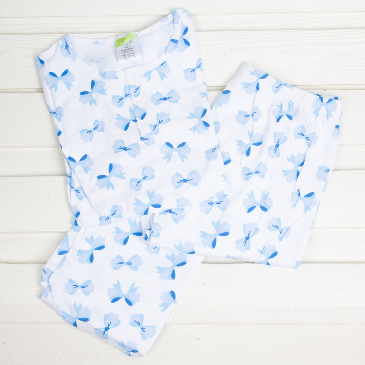 Blue Bow Print Mom Pajamas