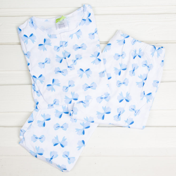 Blue Bow Print Mom Pajamas