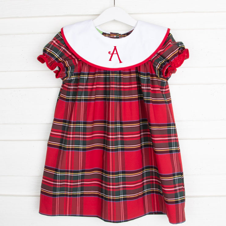 Float Collared Dress Holiday Plaid Red