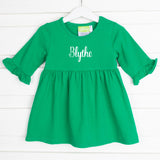 Sophia Green Knit Ruffle Dress