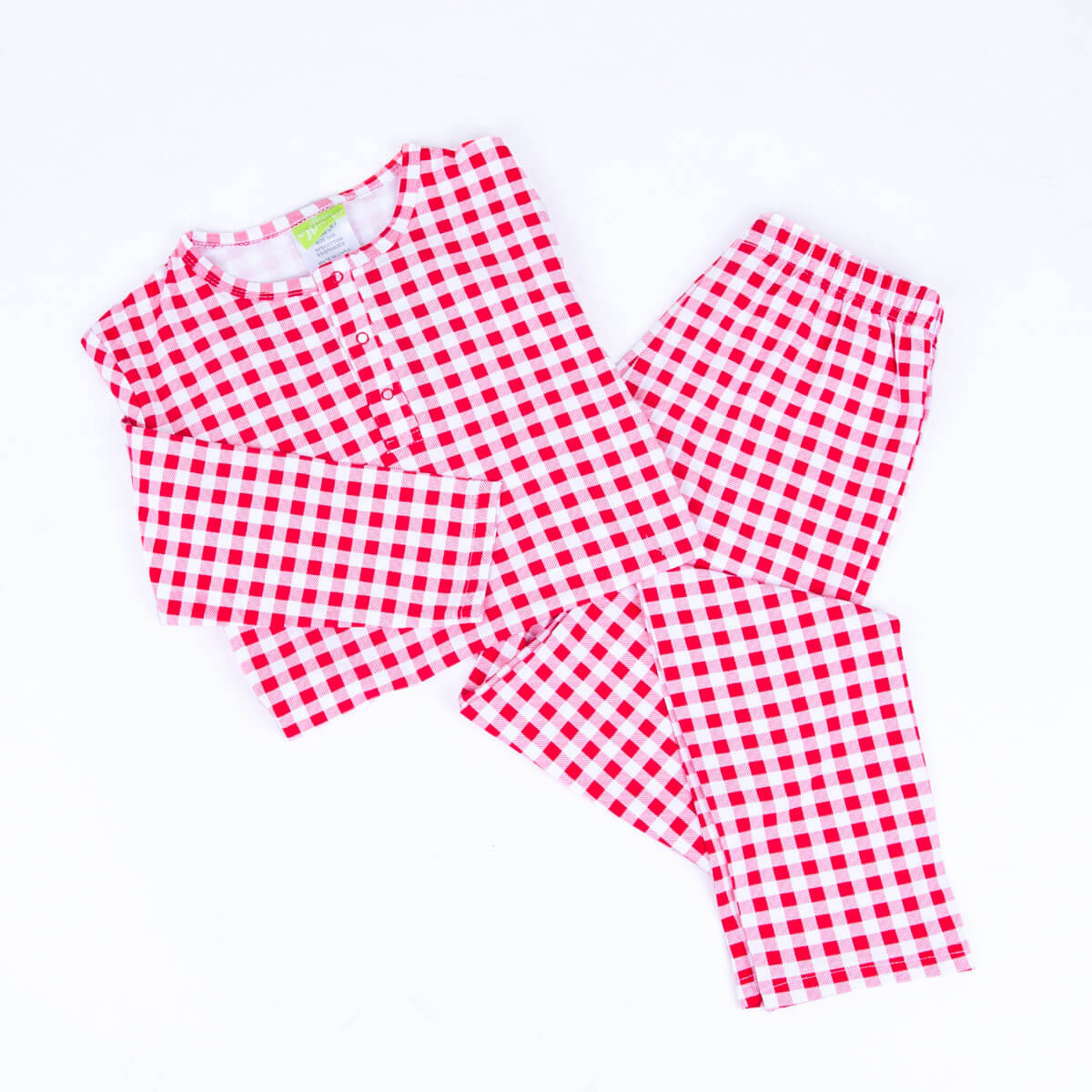 Red Gingham Knit Mom Pajamas