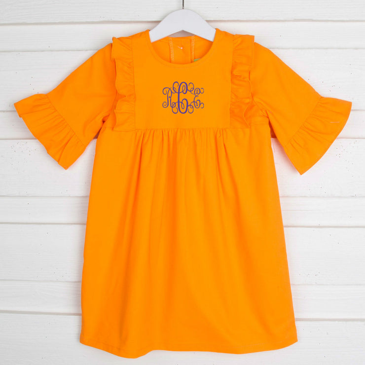 Sunny Orange Solid Olivia Dress