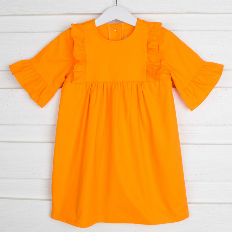 Sunny Orange Solid Olivia Dress