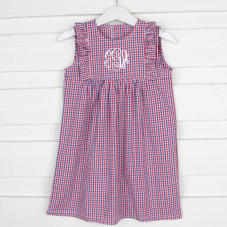 Blue and Red Small Plaid Kate Dress