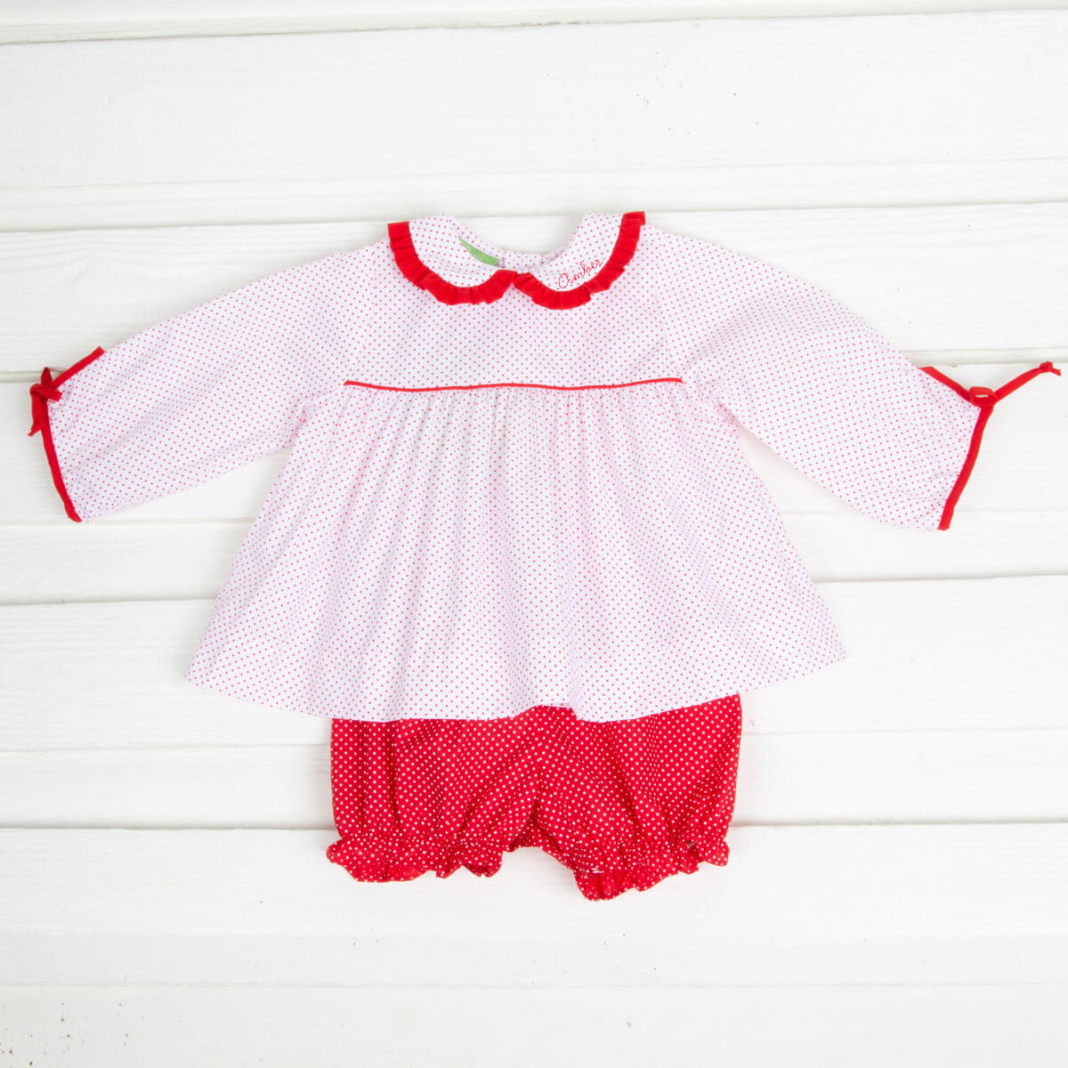 Red Dotted Lillian Bloomer Set