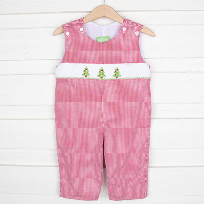 Tree Trio Smocked Longall Red Gingham