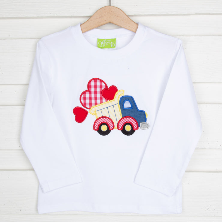 Heart Dump Truck Long Sleeve Shirt White Knit