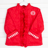 Red Quilted Ruffle Coat