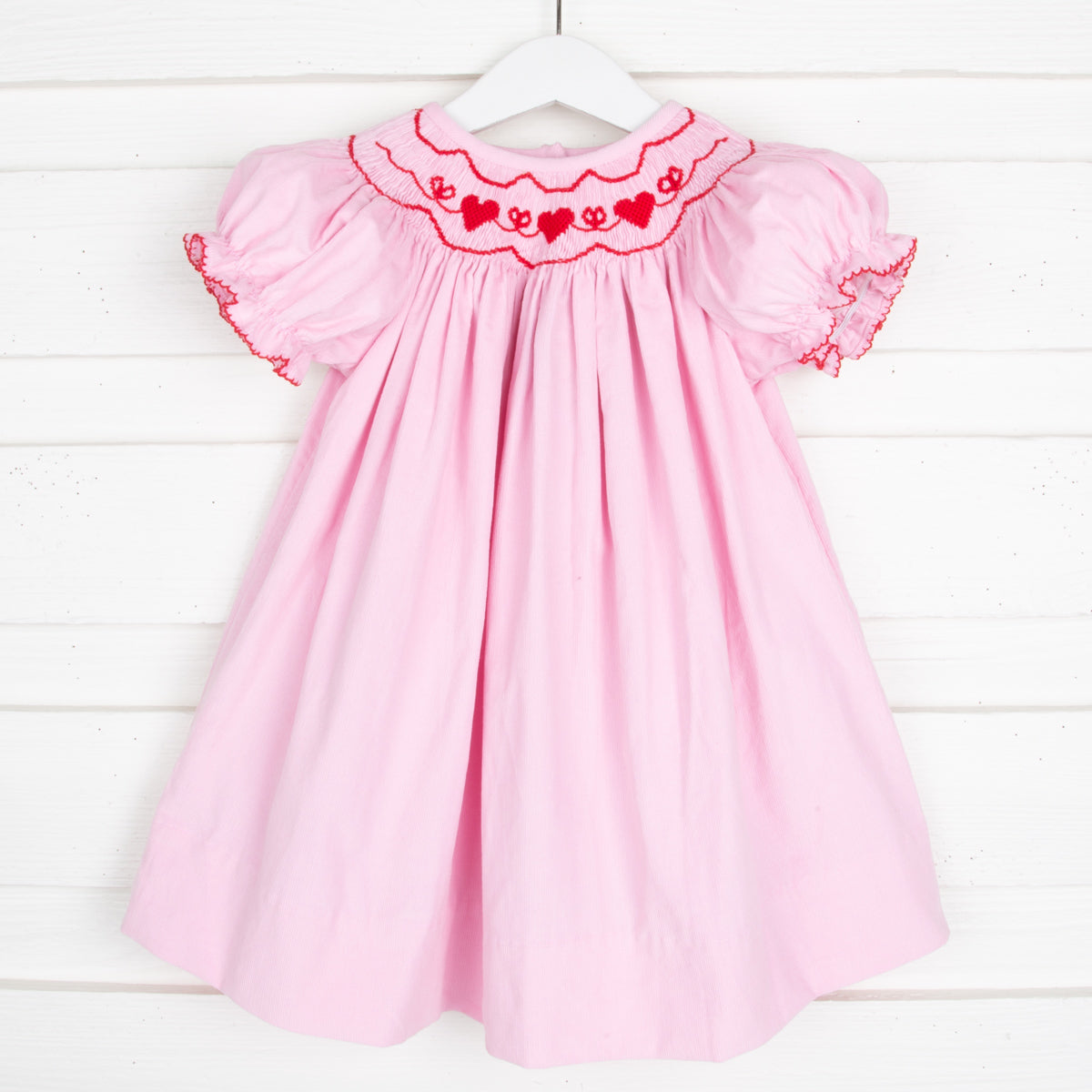 Hearts and Bows Smocked Pink Dress