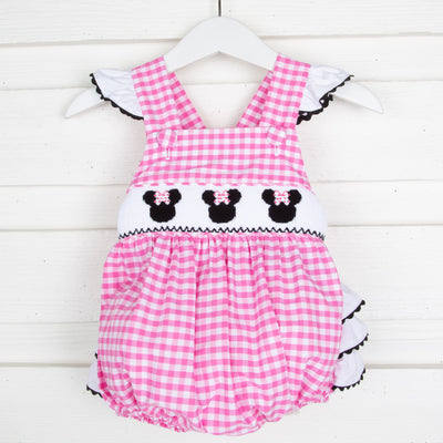 Mouse Ears Smocked Pink Leah Bubble