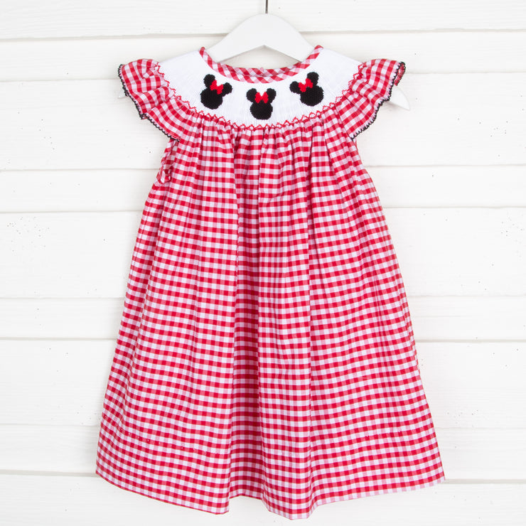 Mouse Ears Smocked Red Dress