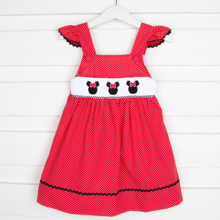 Mouse Ears Smocked Red Margot Dress