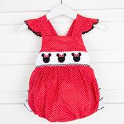 Mouse Ears Smocked Red Leah Bubble