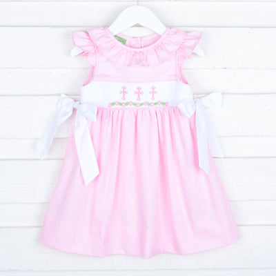 Pink Cross and Vine Smocked Beverly Dress