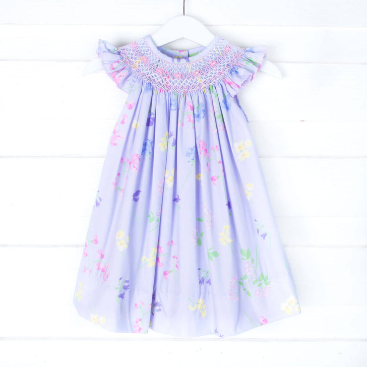 Geometric Smocked Lavender Print Dress