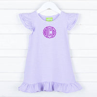 Milly Stripe Ruffle Dress Purple