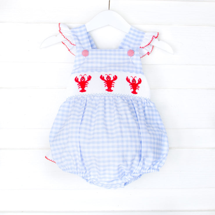 Lobster Smocked Blue Leah Bubble