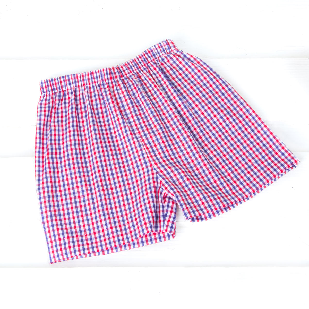 Red, White and Blue Plaid Shorts