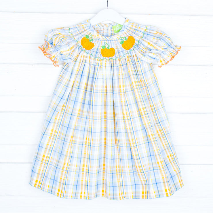 Pumpkin Blue and Yellow Plaid Dress